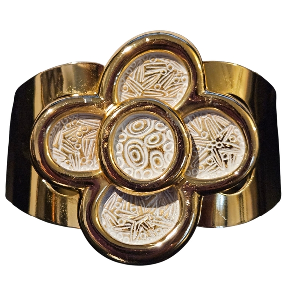 Vintage Dior Bracelet 1973 Christian Dior Floral Statement Cuff Bracelet Germany - Picture 15 of 16